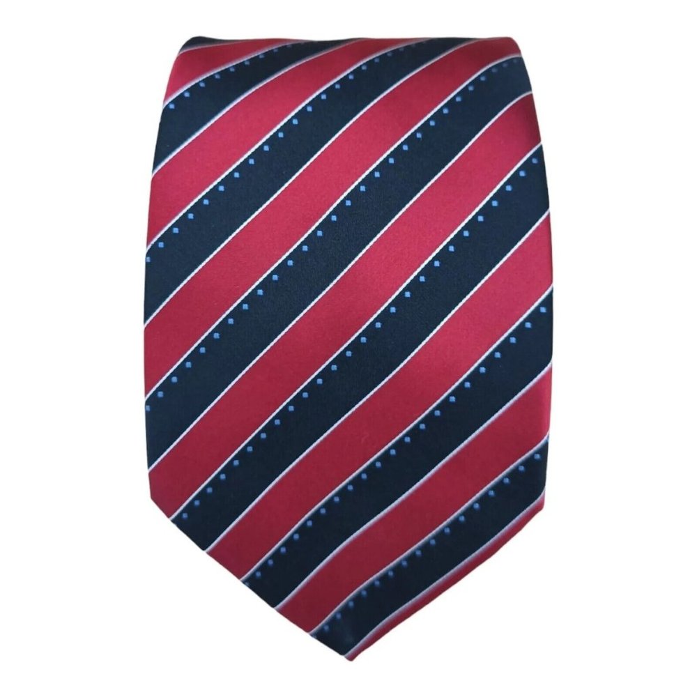 ITALO FERRETTI SILVI MARINA Red Striped Silk Tie HANDMADE ITALY 62"/ 3.5" EC